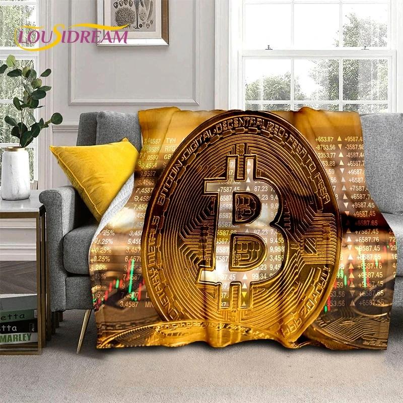 Bitcoin Virtuelle Währung NFT Weiche Flanelldecke für Betten Schlafzimmer Sofa Picknick, Überwurfdecke zum Zudecken Outdoor Freizeit Nickerchen Geschenk