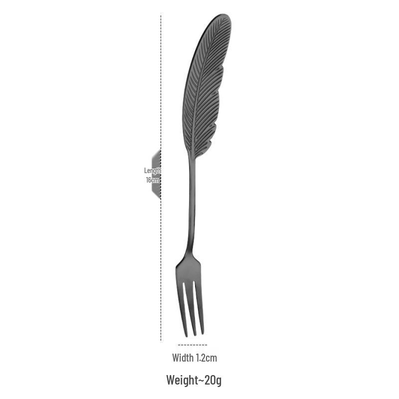 Colorful 304 Stainless Steel Feather Spoon & Fork Set for Desserts and Coffee
