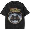 Harajuku Back To The Future Delorean Car Merch Shirts Washed Style Men Women T-Shirt Retro Top Tees Streetwear Ins Y2k