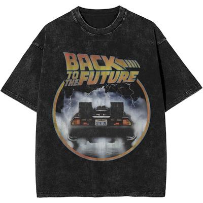 Harajuku Retour vers le futur Delorean Voiture Marchandise Chemises Style Lavé Homme Femme T-Shirt Rétro Haut T-shirts Streetwear Ins Y2k