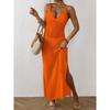 Women's Summer Vacation Beach Dress with Slit Slim Strap Long Dress