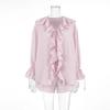 VAYLA New Casual Shorts Two-piece Set Women's Ruffled Loose Tie Top Simple Shorts Set Office Lady Female Shorts Set