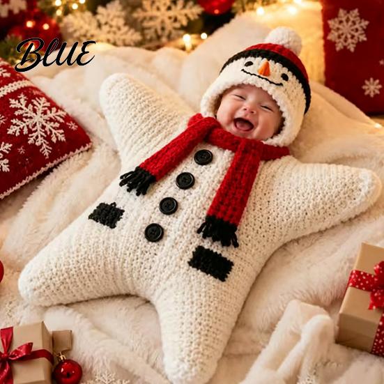 Baby First Christmas Photo Prop Starfish Outfit Funny Knit Hooded Theme Apparel Onesie Cute Crochet Infant Swaddles for Xmas Holiday Accessory