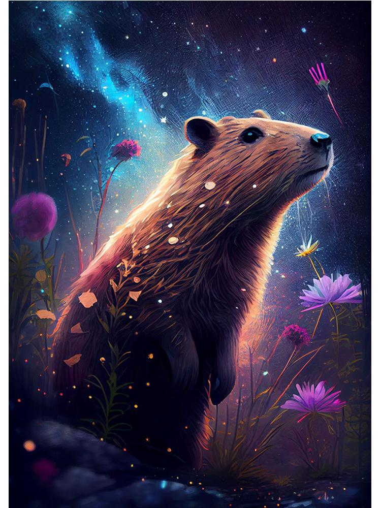 Cute Space Astronaut Capybara Portrait Poster Print Canvas Painting Funny Animal Wall Art For Kid Bedroom Home Decoration