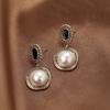 Silver Needle Metal Feel Imitation Pearl Geometric Earrings Ins Temperament Fashion Cold Style Earrings