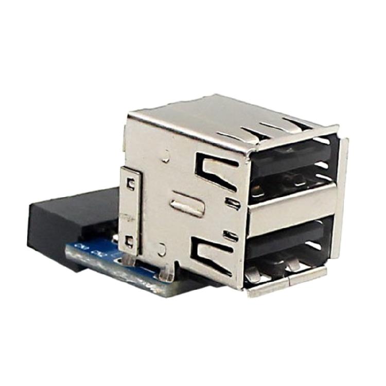 9Pin USB 2.0 Female Converter Adaptor Dual Port USB Motherboard Header Adapter - Dual Layer PH29A Type for PC