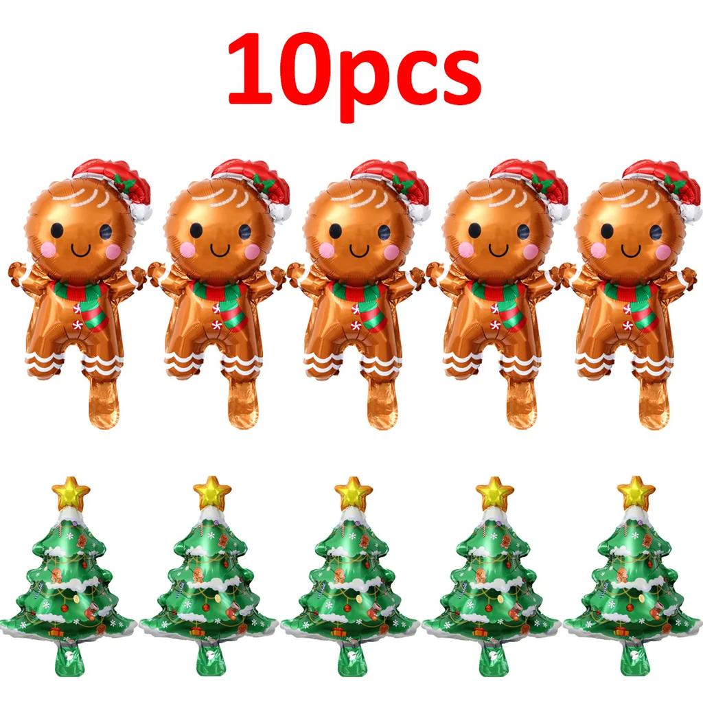 1-15pcs Christmas Balloons Aluminum Foil Xmas Tree Gingerbread Man Santa Balloon Kid Toys Xmas Birthday Party Holiday Decoration