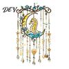 Stained Glass Style Suncatcher Ocean-Themed Crystal Wind Chime, Acrylic Jellyfish Seahorse Pufferfish Hanging Ocean Theme Chimes with Prism
