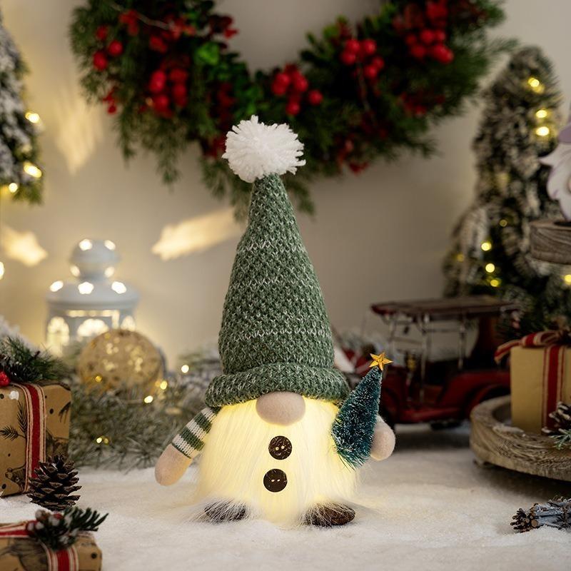 2024 Gnome Christmas Decorations 30cm Light Up Christmas Gnomes Plush Doll Ornaments Knited Elf Dwarf Gift Home Table Decor