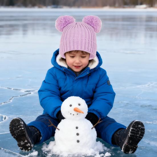 3Pcs/Set Kids Hat Scarf Gloves Set Solid Color Jacquard Plush Ball Decor Knitting Hat Long Scarf Winter Gloves Set