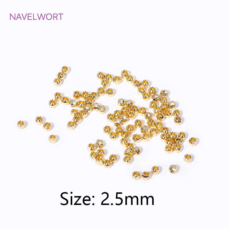 Wholesale 3 Types 18K Gold Plated Brass Shiny Small Round Spacer Beads Separators Beads For DIY Beaded Jewelry Making Supplies 100 Pieces