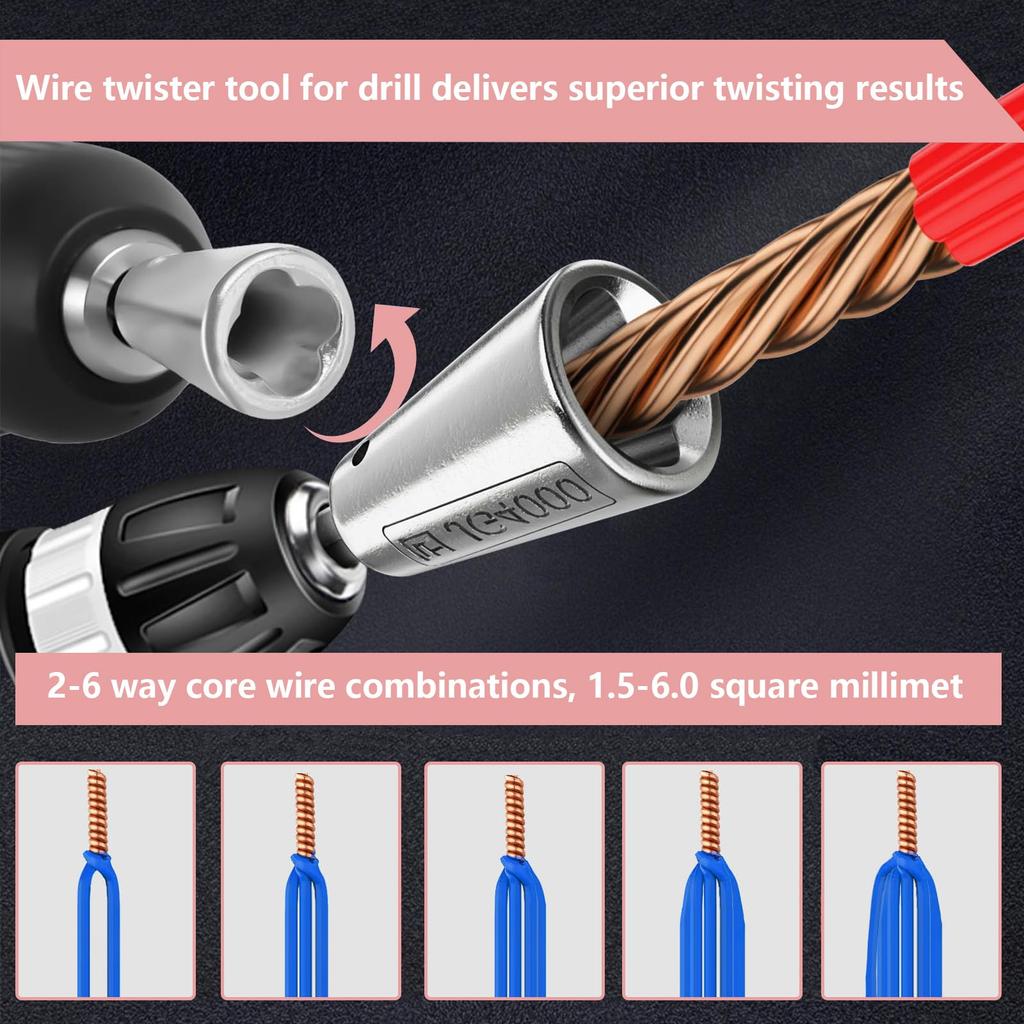 Upgraded Wire Twister Tool for Wire Connector Wire Twist Stripping Tool for Professional Electrician Wire Nut Wire Connector Socket Drills, Driver,