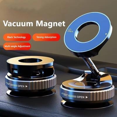 Strong Magnetic Phone Holder Foldable Design 360° Adjustable Vacuum Car Mount For Cell Phone For Iphone Live Streaming