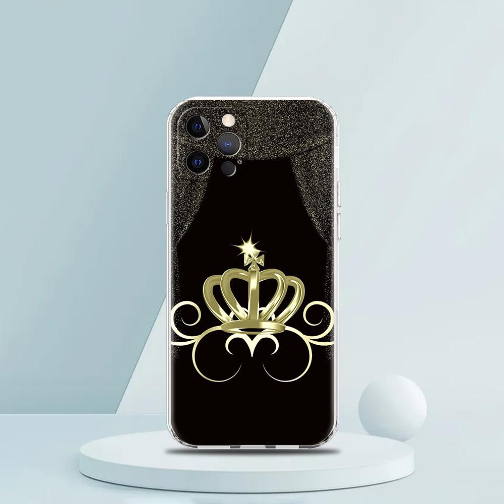 Diamond Crown Phone Case for iPhone 16 15 14 13 12 Pro Max Transparent Soft for iPhone 11 Pro Max 7 8 Plus XS XR Shell Bag