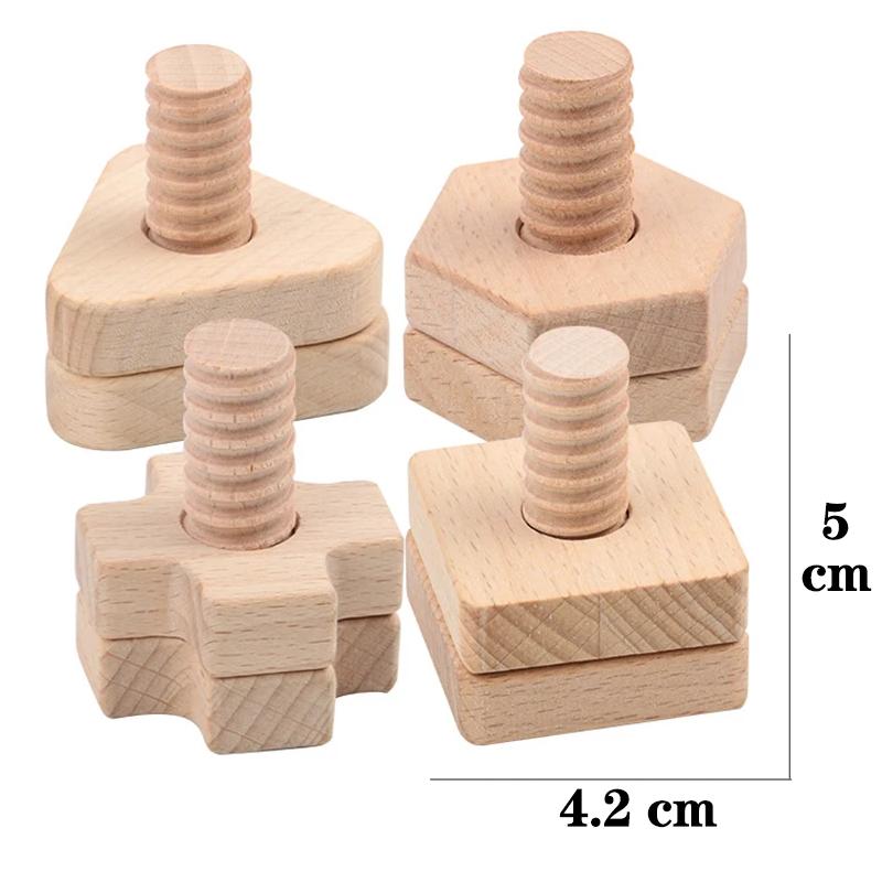 Toys Educational Toys Nuts Wooden Blocks Baby Montessori Fine Motor Skill Sensory Games Geometric Screws Shape Matching Toddlers