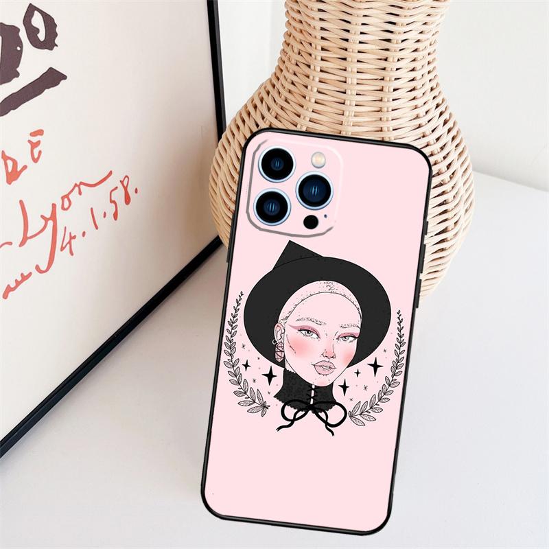 Girly Pastel Witch Goth Pattern Phone Case For iPhone 16 Pro Max 15 14 13 11 12 17 Pro Max mini 15 16 Plus 16e 17 Air Cover