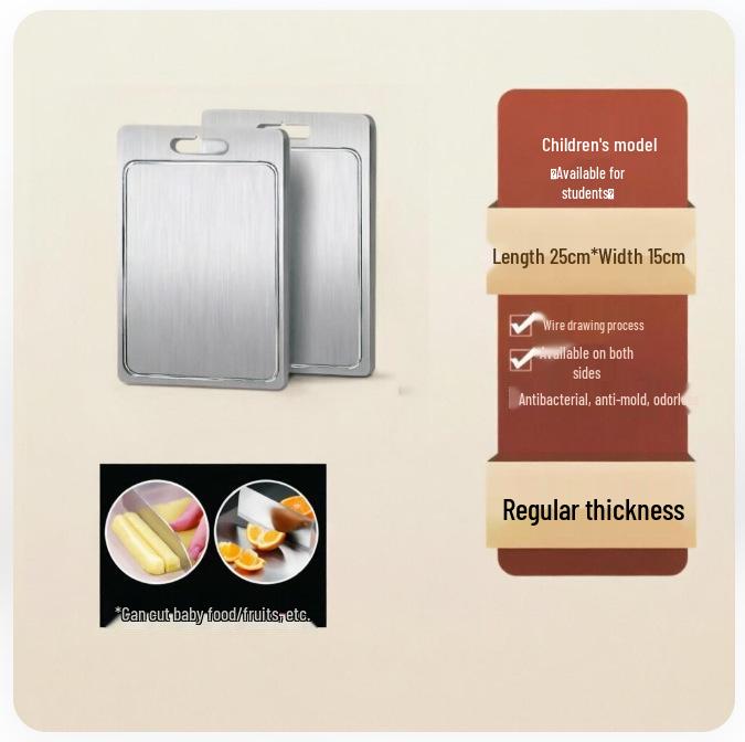 Planche à découper antibactérienne en titane et acier inoxydable - Résistante aux moisissures, planche à découper de cuisine de qualité médicale.