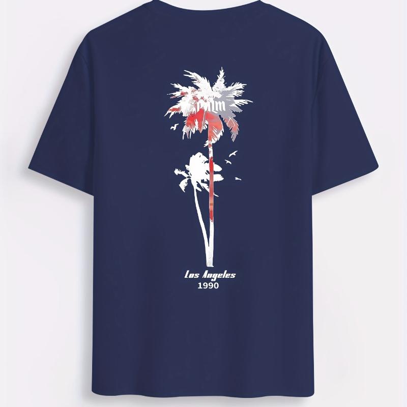

1990 Los Angeles Palm Tree Print T-Shirt Breathable Cool, Comfortable Wear,Daily Casua XXL