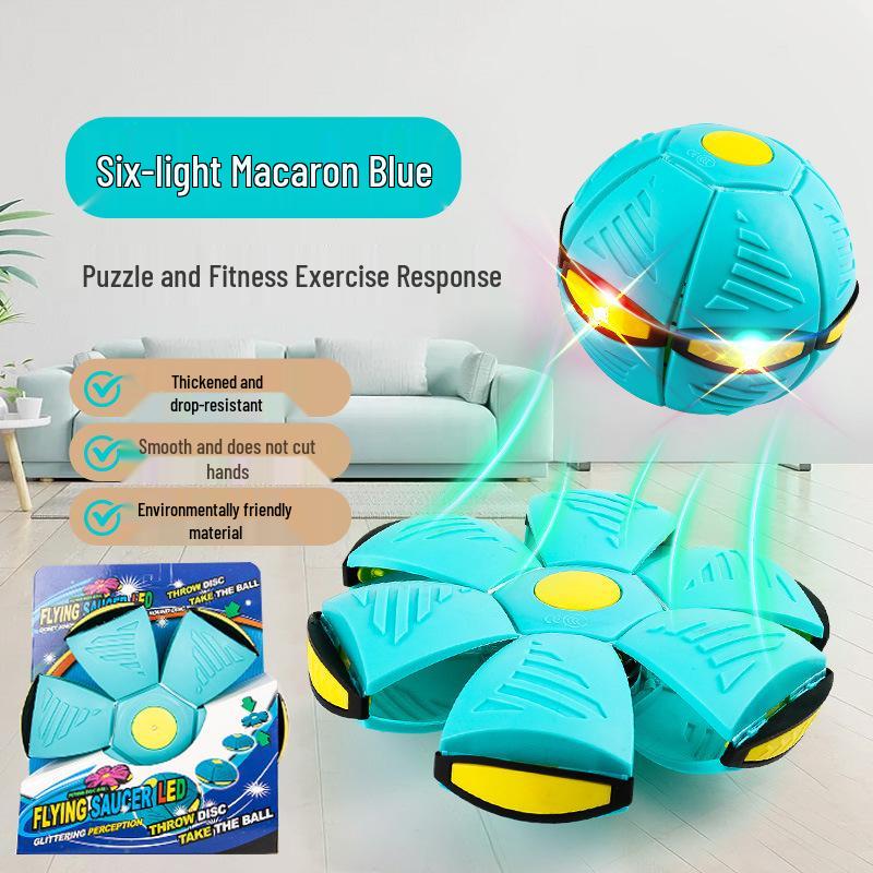 Magic Flying Saucer Ball: Deformable Outdoor Stomp Toy with Lights for Kids