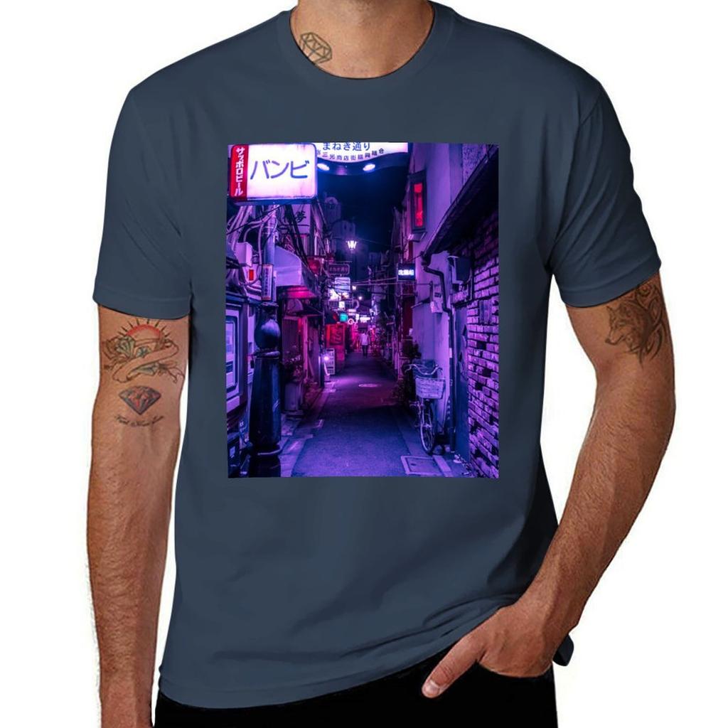 Purple Hues of Golden Gai TShirt Fashion Letter Print TShirt