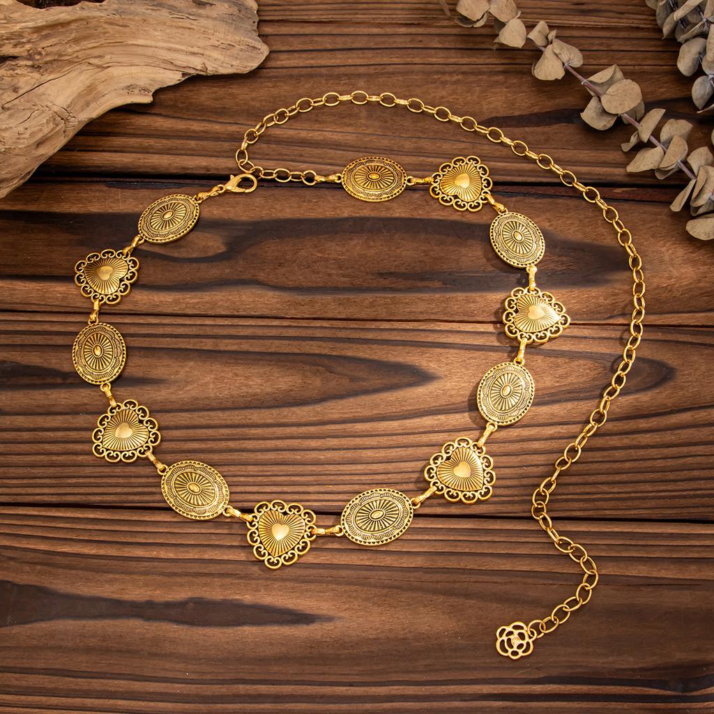 Y2K Adjustable Metal Belt Belly Chain for Women 2025 Trendy Jewelry Accessories Vintage Geometric Turquoise Body Chain