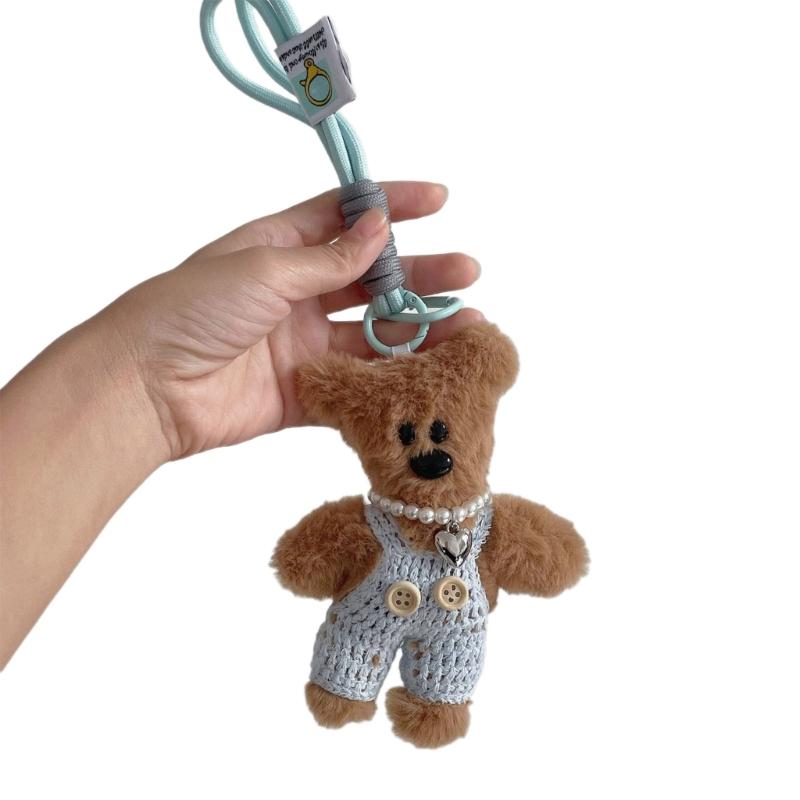 Bear Keychain Plush Keyrings Plush Dolls Keychains Pendants Maillard Style Bag Pendant Perfect Gift for Fahsion Lover 1
