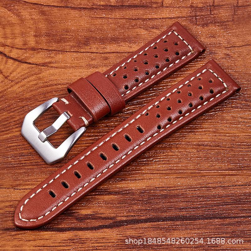 The First Layer Of Needle Pattern Leather Strap Is Suitable For Pena L Sea 18Mm 26Mm Perforated And Breathable Retro Strap.