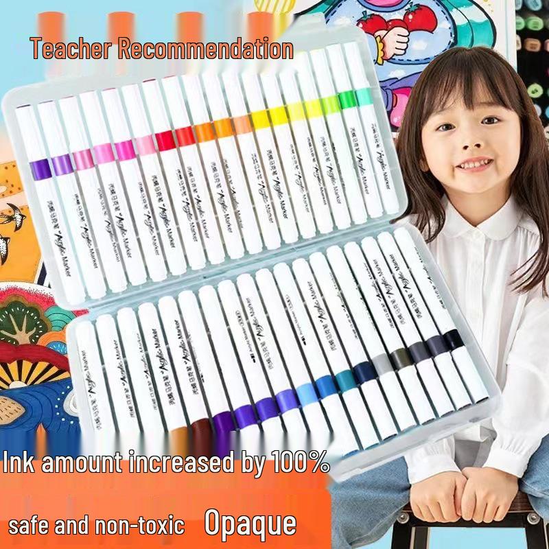 12-Color Acrylic Marker Set - Water-Based Paint for DIY, Ceramic, Graffiti Projects