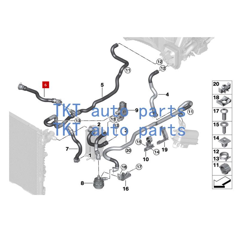 TKT Auto Parts For 64219321609 5series G38 530Le 520i 740e 740LeX Coolant hose return line 2