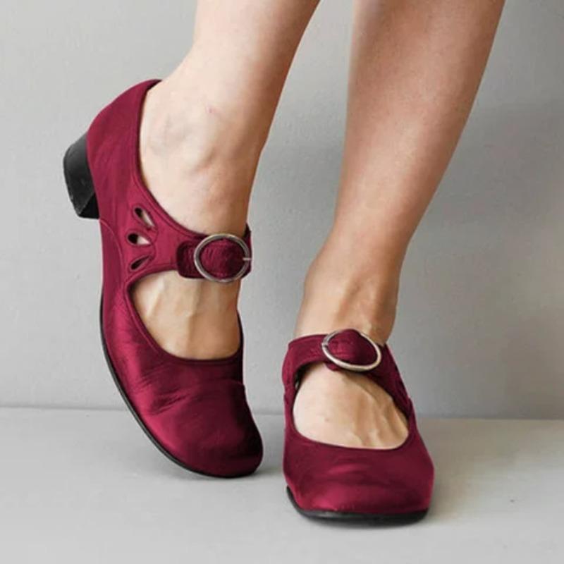 Fashion New Style Popular Women's Shoes Spring Low Heels Fashion Single Shoes Buckle Shallow Thick Heels Work Mother Shoes Zapatos Mujer