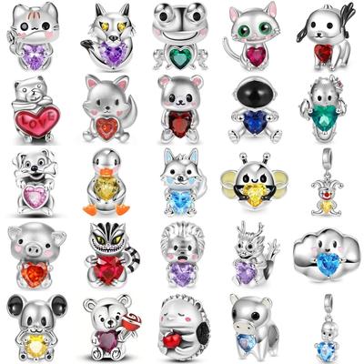 Nouveau Pendant en Cuivre Canard Souris Dragon Loup Perle Convient aux Bracelets à Breloques Originaux Bijoux Accessoires