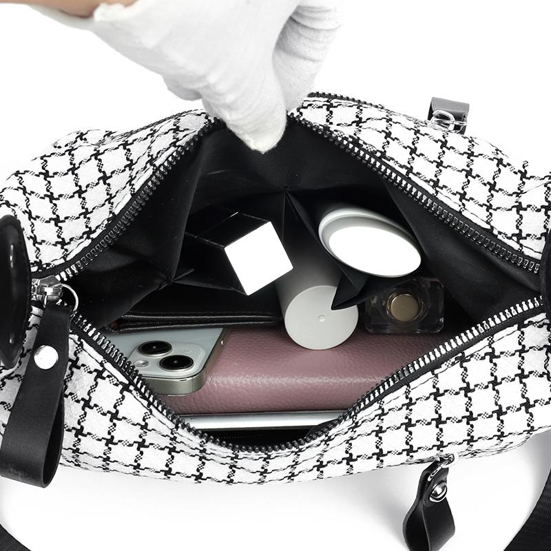 Desinvolte Женская сумка через плечо большой вместимости в модную клетку белый — фото 12