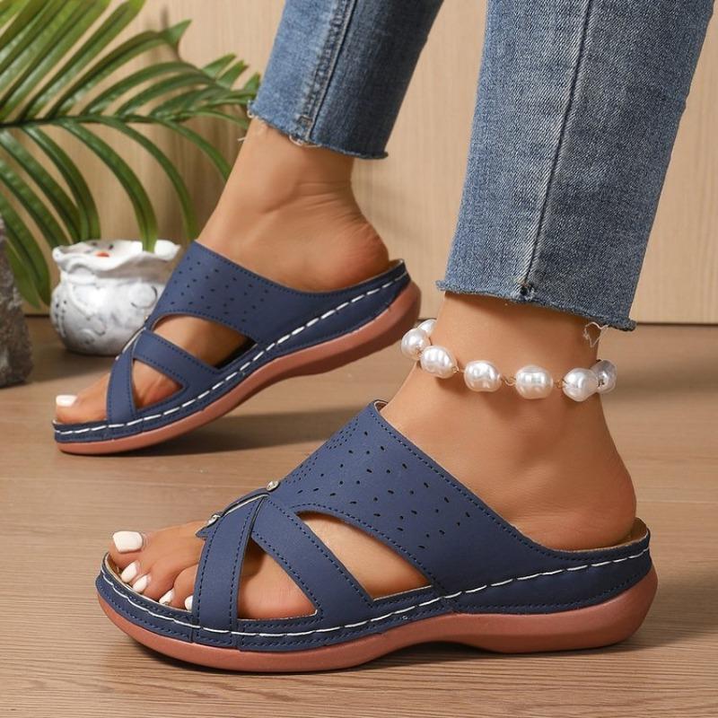 Fashion 2025 Women Wedge Sandals Premium Orthopedic Open Toe Sandals Vintage Anti-Slip Leather Casual Female Platform Retro Shoes