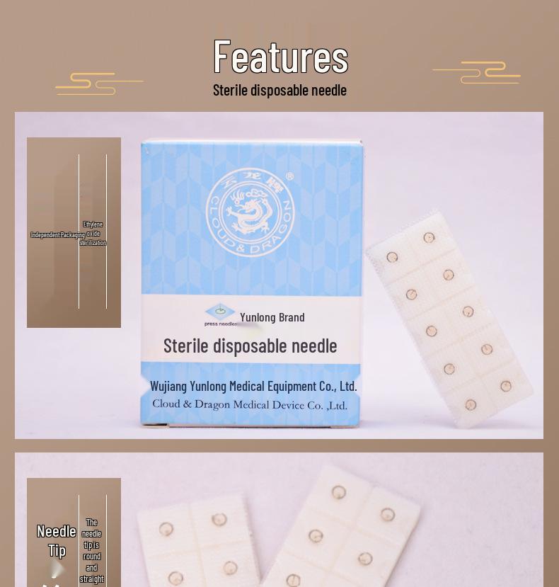 Yunlong Sterile Disposable Press Needles, Adhesive Intradermal Skin Lifters for TCM, Ear Patches, 100 pcs.