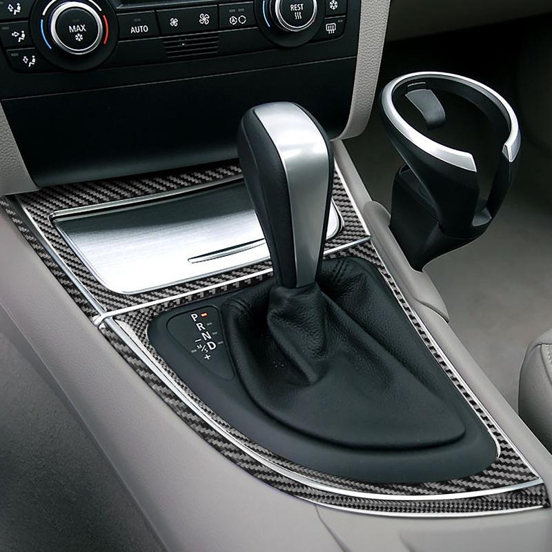 Carbon Fiber Car Shift Panel Frame And Gear Side Slats Stickers Protection Cover For BMW 1 Series E81 E82 E87 E88 2008-2013