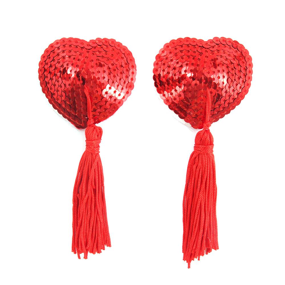 Nipple Stick the Guillotines Women's Adhesive Bra Women's Sexy Tassel Heart-Shaped Sequins Breast Pad Silicone Direct Supply