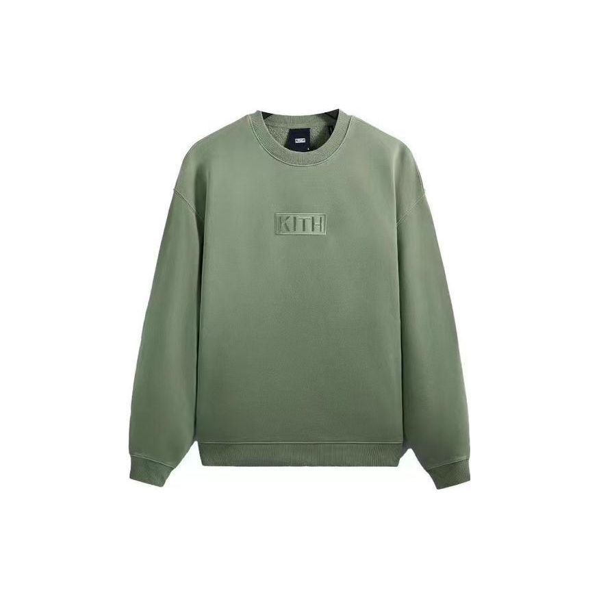 

Kith Киберпонедельник Свитшот с вышивкой логотипа в виде коробки, повседневный пуловер, унисекс, зеленый KHM030874-342 L