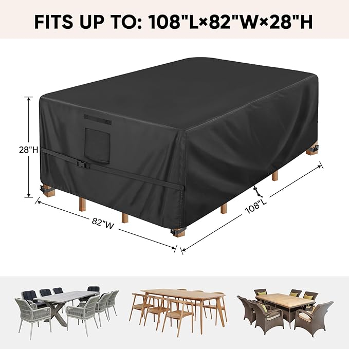 Patio Furniture Covers Waterproof Winter, Heavy-Duty Outdoor Furniture Set Covers for Table Chairs, Anti-UV, No Tears or Fading