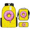 Cute Donut Kids Backpack Set Elementary Students Oxford Fabric School Bag With Crossbody Pouch Pencil Case Lightweight