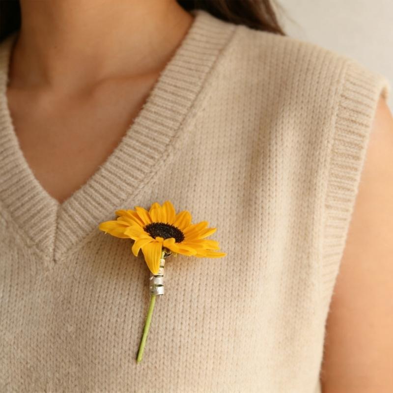 Fashionable Floral Pin Alloy Materials Vibranting Color Versatile For Casual Or Formal Outfits