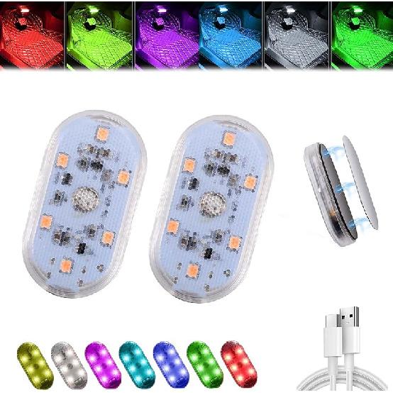 Onevzn Car Lights, Onevzn Car Led Lights Interior, Led Lights for Car with 7 Colors, Car Lights Wireless Interior Led Lights (Blue-4pcs)