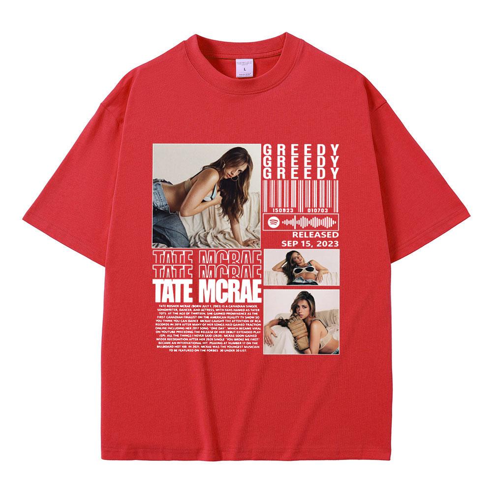 Tate Mcrae Greedy T Shirts Unisex Women Clothing Fashion Vintage Tshirts 100 Cotton Casual Loose Short Sleeve Tshirt Streetwear