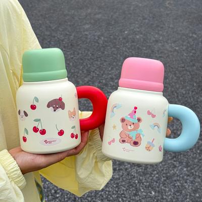 Linbei Thermos Cup for Girls, High Value and Large Capacity Office Water Cup with Lid, Cold Cup, Straw, Cute Children