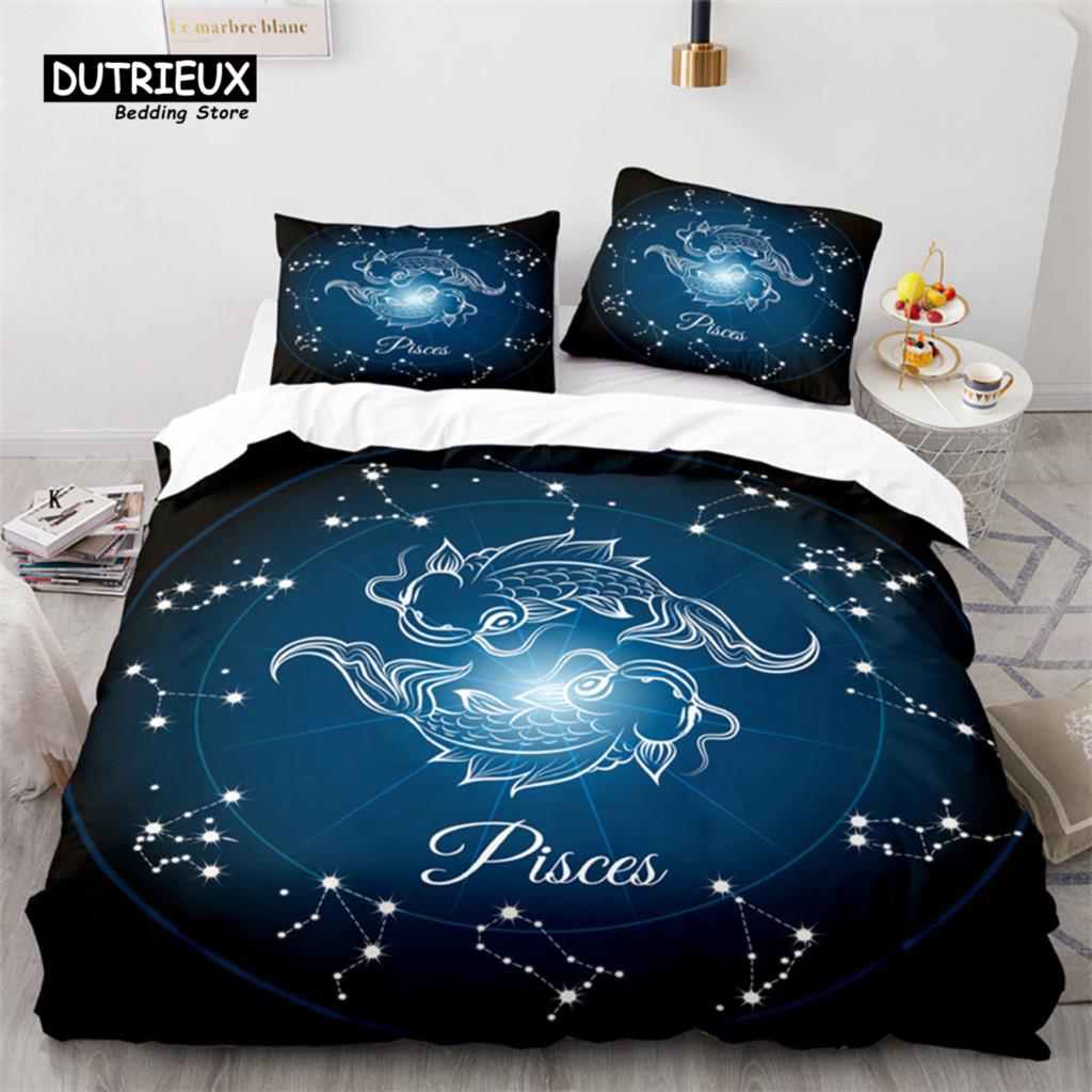 Twelve Constellation Bedding Set For Kids Child Girls Boys 3D Print Cancer Duvet Cover Mystery Galaxy Comforter Cover Pillowcase
