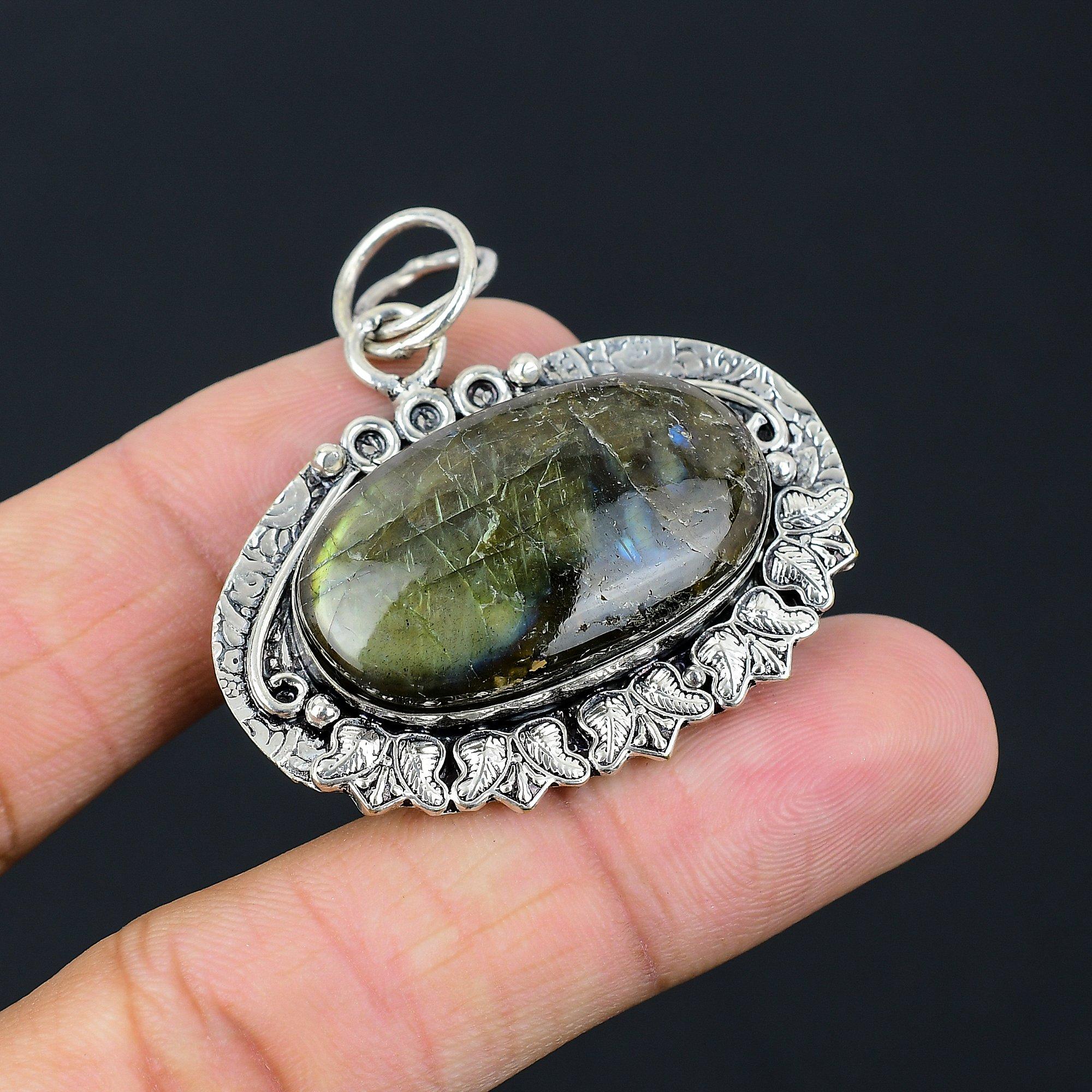 Daughters Day Deal Sterling Silver Labradorite Stone Birthday Pendant Jewelry