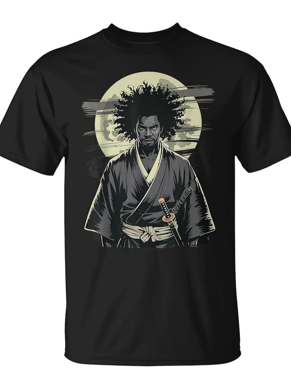 Afro Samurai Warrior Katana Vintage Japanese Graphic T Shirt Streetwear Tee XXL