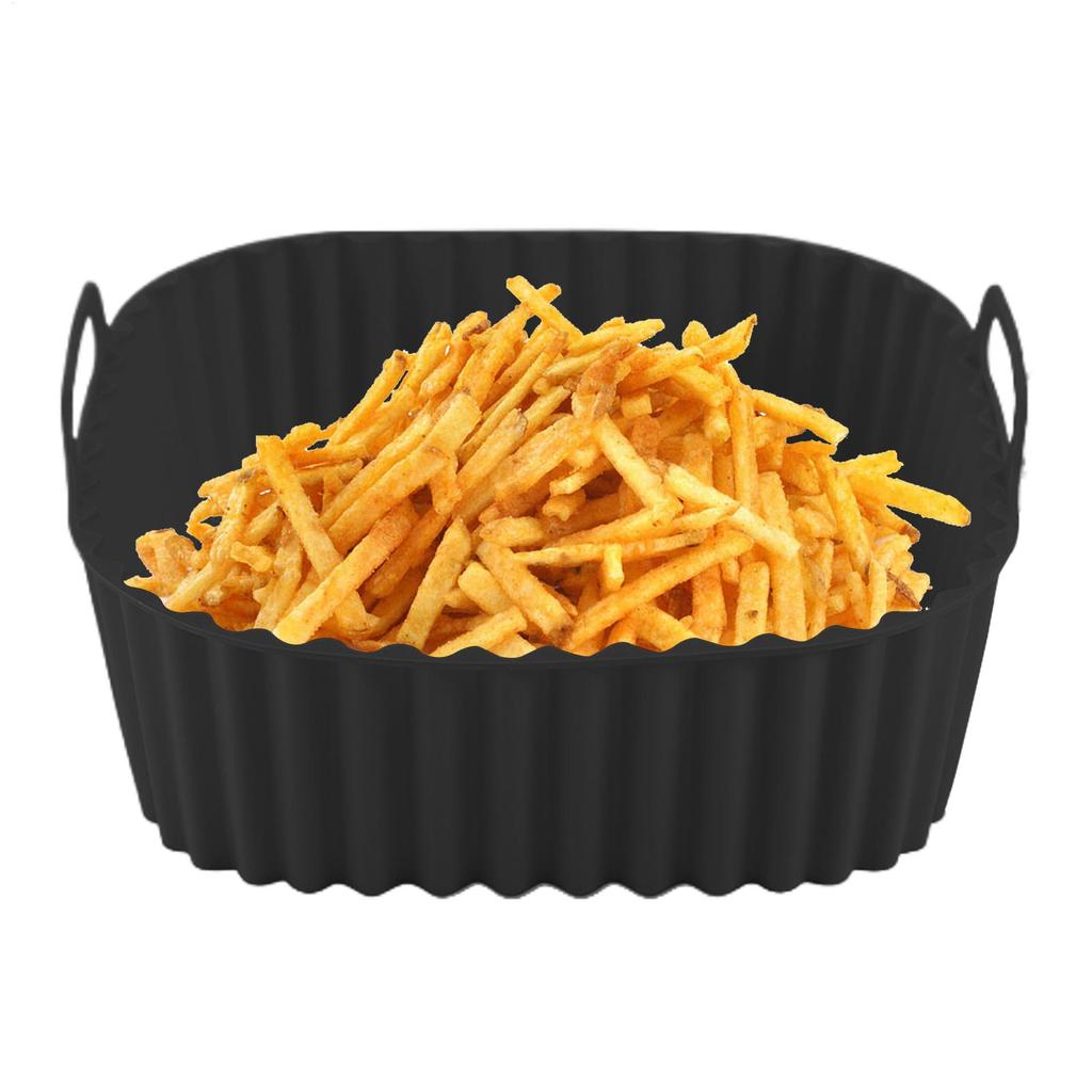 Reusable Silicone Air Fryer Liner Square 21cm Non-Stick Basket Mat for Healthy Cooking Easy Cleanup Oven Microwave Safe
