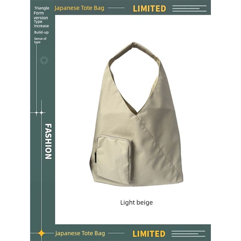 

Japanese Style Non-Printed Shoulder Bag Triangle Bag Large Capacity Shoulder Bag Commuter Tote Women s Canvas Bag Good Product Handbags Light beige (28.5x 36.5x 17cm)