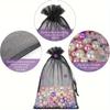 50pcs Black Organza Drawstring Bags Durable Packing Bag Jewelry Wedding Favors Baby Shower Festival Party Gifts Packaging Bags
