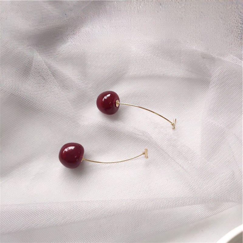 

Очаровательные и яркие серьги-вишенки - дизайн сушеной вишни, модный и элегантный длинный стиль